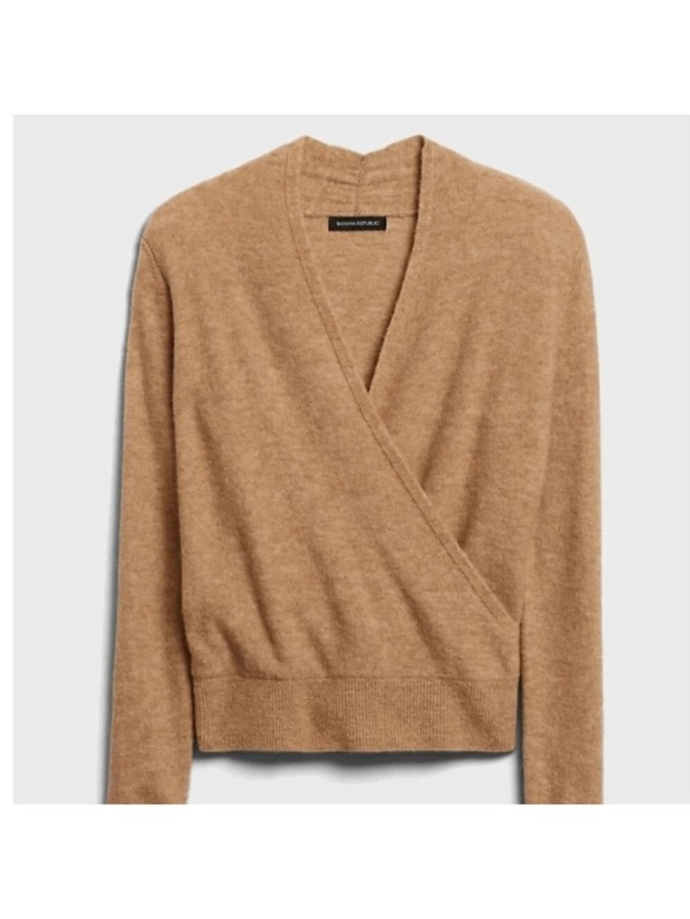 Banana Republic Women Aire Yarn Wrap-Front Sweater Cool Beige Medium New